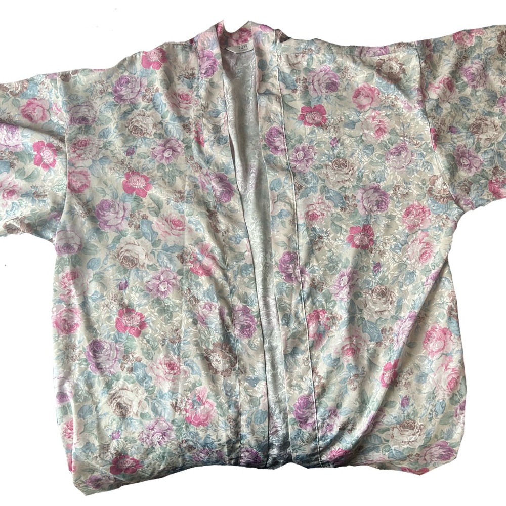 Floral Satin Kimono Robe